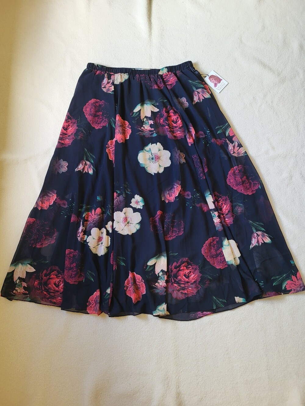 NWT Black Floral Whimsigoth Maxi Skirt Women's Size XL Sheer Layers Lined - Picture 4 of 13